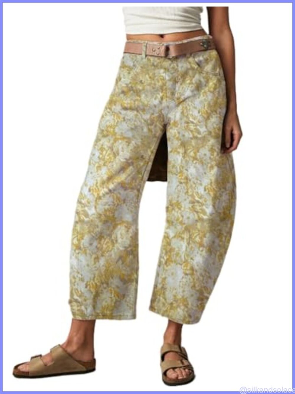 High Rise Cropped Barrel Jeans Wide Leg Denim Pants